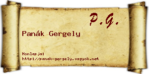 Panák Gergely névjegykártya