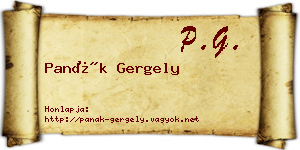 Panák Gergely névjegykártya